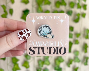 カウボーイ ピン | アクリル ピン | あなたの未来にはカウボーイがいます ピン | 本好きのギフト | 本好きのアクセサリー | Kindle アクセサリー | バッグ アクセサリー