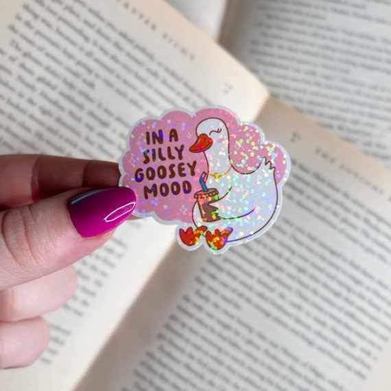 Silly Goose Sticker | Holographic Silly Goosey Coffee Sticker | Kindle Sticker | Vinyl Glitter Sticker