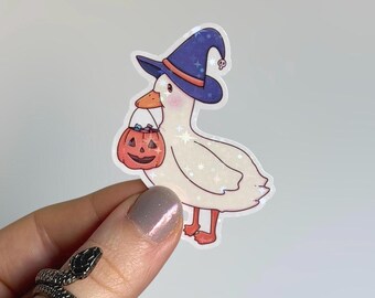 Halloween Goose Sticker | Holographic Cozy Witch Sticker for Kindle