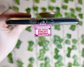 Kindle Charm, Phone Charm, USB Charm, Mini Keychain | Warning, Explicit Kindle Content | Bookish Gift | Phone Kindle Accessories | USB Plug