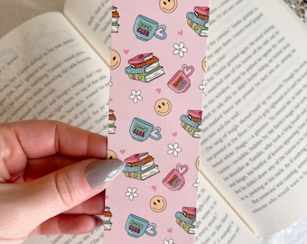 Bookmark | Book Club and Coffee Bookmark | Bookish Gift | Gift For Book Lover | Gift For Readers | Double Sided Bookmark