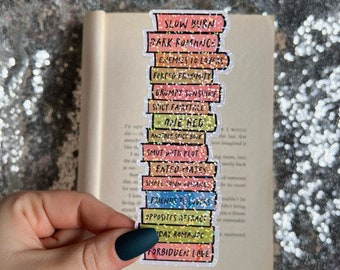 Holographic Bookmark | Tropes Book Stack Bookmark | Bookish Gift | Gift For Book Lover | Gift For Readers | Aesthetic Bookmark