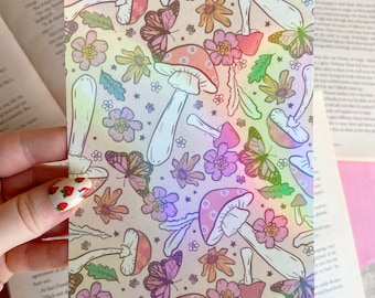 Kindle Case Insert | Holographic Case Insert for E-Readers | Mushroom, Butterfly Kindle Insert | Bookish Gifts | Glitter Cardstock Decor