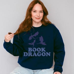 Book Dragon Sweatshirt | Book Lover Sweatshirt | Unisex Sweatshirt for Readers | Bookish Sweater | Sweater for Fantasy Book Lovers