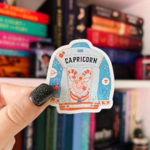 Capricorn Sticker | Holographic Zodiac Sticker | Kindle Sticker, Vinyl Glitter Sticker | Astrology Gift | Cancer Horoscope Glitter Sticker