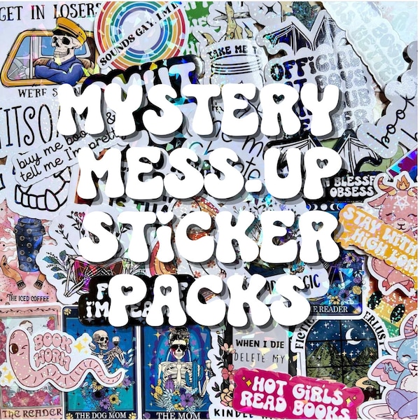 Mystery Sticker Pack | Holographic Mess Up Stickers | Waterproof Kindle Laptop | Vinyl Glitter Stickers