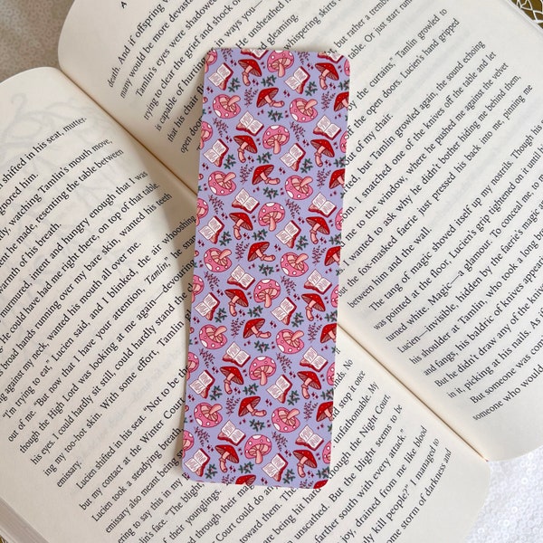 Bookmark | Books, Mushroom Bookmark | Bookish Gift | Gift For Book Lover | Gift For Readers | Double Sided, Cottagecore Bookmark