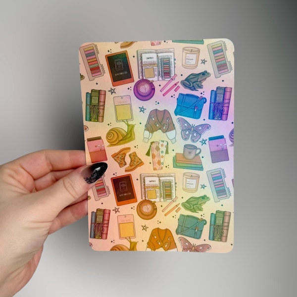 Cottagecore Book Lover Kindle Insert | Bookish Holographic Case Insert for Ereaders