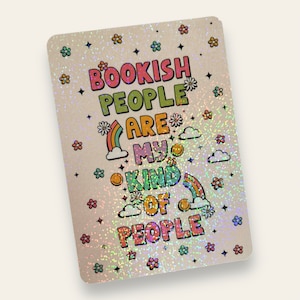 Kindle Case Insert | Holographic Case Insert for E-Readers | Bookish People Are My Kind of People | Bookish Gifts | Glitter Cardstock Decor
