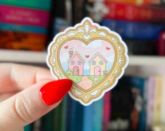 Small Town Romance Sticker | Heart Frame Bookish Sticker | Cottagecore Romance Aesthetic Sticker | Holographic Book Trope Kindle Sticker