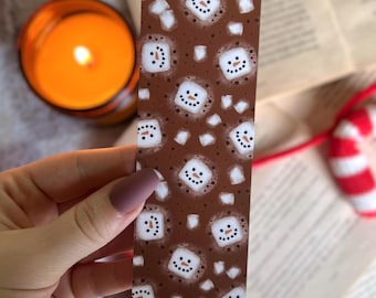 Lesezeichen | Lesezeichen Schneemann | Bücherwurm Geschenk | Geschenk für Buchliebhaber | Geschenk für Leser | Doppelseitiges Lesezeichen | Weihnachts Lesezeichen