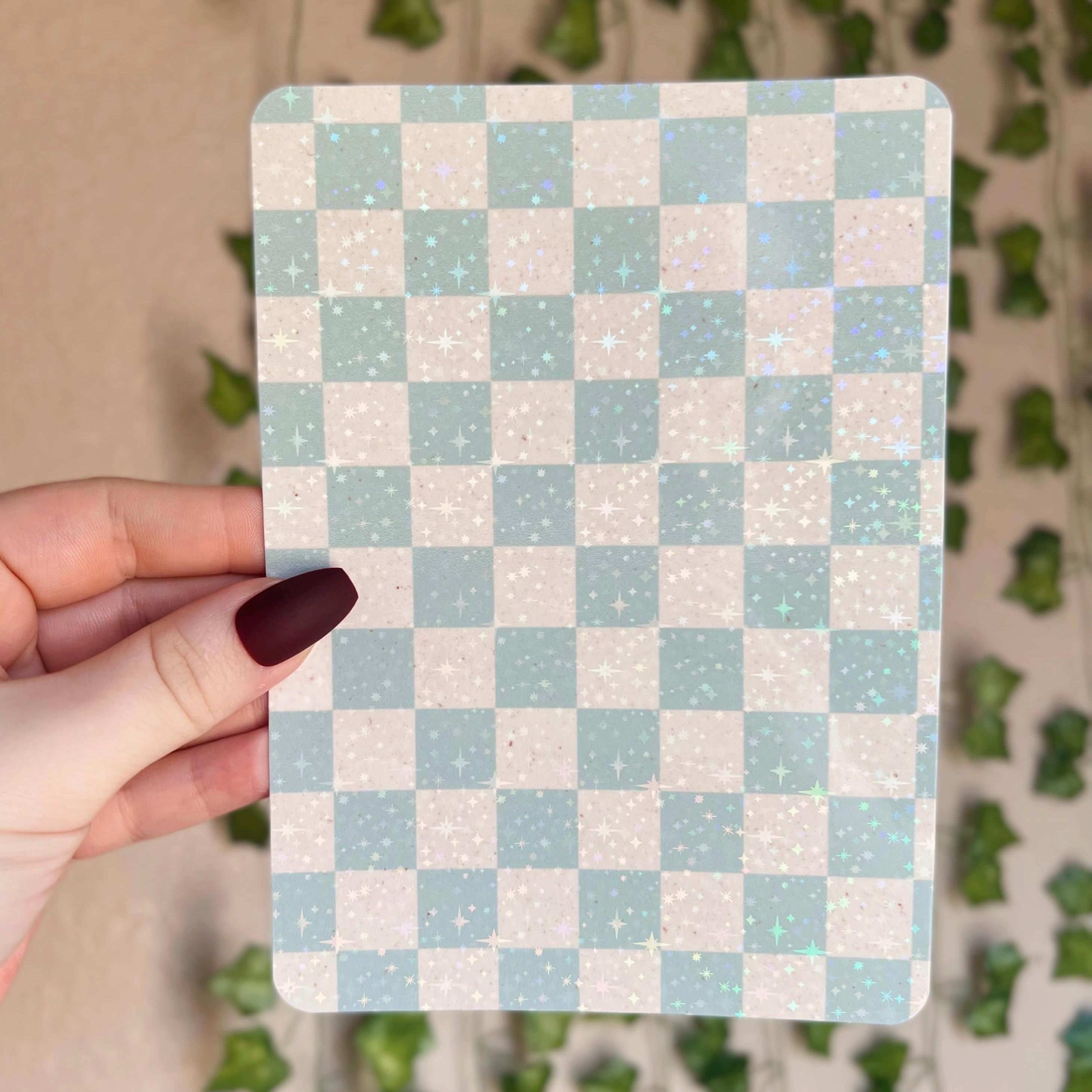 Christmas Kindle Case Insert | Holographic Case Insert for E-Readers | Checkered Winter | Holiday Bookish Gifts | Glitter Cardstock Decor