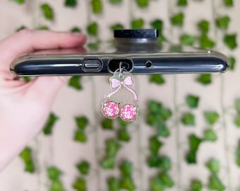 Kindle Charm, Phone Charm, USB Charm, Mini Keychain Charm | Bow Disco Cherries Charm | Bookish Merch | Kindle Accessories, Phone Accessories
