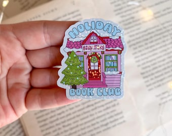 Bookish Christmas Sticker | Glitter Holiday Book Club, Bookstore Sticker | Kindle Sticker | Vinyl Sticker | Reading Sticker, Gift