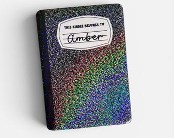 Kindle Case Insert | Holographic Case Insert for E-Readers | Personalized Composition Notebook | Bookish Gifts | Glitter Cardstock Decor