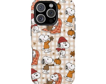 Plaid Fall Dog Magnetic Phone Case | Compatible with iPhone