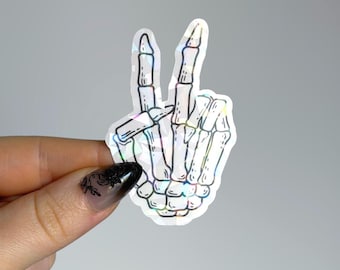 Skeleton Peace Sticker | Holographic Kindle Sticker