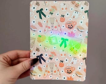 Cozy Fall Pattern Kindle Insert | Holographic Autumn Aesthetic E-Reader Insert