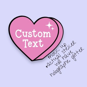 Custom Heart Sticker | Holographic Personalized Sticker | Kindle Sticker | Bookish Gifts | Valentines Gift