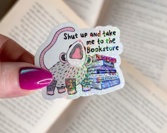 Reading Sticker | Holographic Take Me to the Bookstore Sticker | Kindle Vinyl Glitter Sticker | Bookish Gift