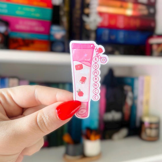 Romance Book Sticker | Lip Gloss Tube Bookish Sticker | Pink Romance Genre Holographic Sticker for Kindle, Kobo, eReader, iPad, Laptop