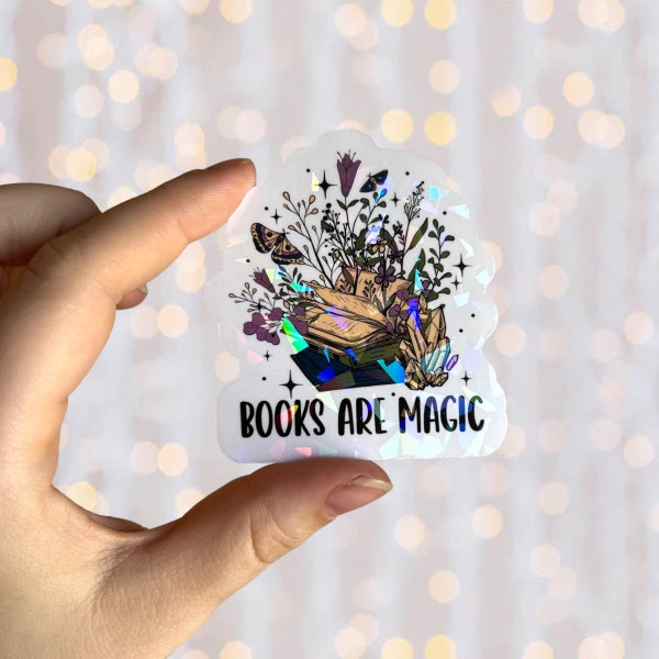 Books Are Magic Sticker | Reading Sticker |  Holographic Waterproof Kindle Laptop