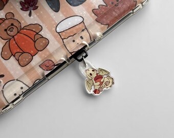 Acorn Baby Dragon Charm | Fall Bookish Dust Plug Accessory for Kindle, Kobo, Phone and More