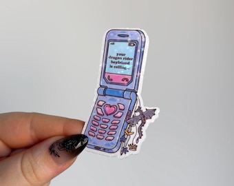 Fantasy Book Boyfriend Sticker | Holographic Bookish Dragon Rider Calling Sticker for Kindle