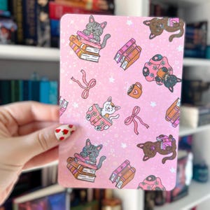 Kindle Case Insert | Holographic Cat Case Insert for eReaders | Kindle Insert | Bookish Gifts | Glitter Cardstock Decor | Kobo Insert