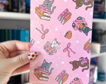 Kindle Case Insert | Holographic Cat Case Insert for eReaders | Kindle Insert | Bookish Gifts | Glitter Cardstock Decor | Kobo Insert