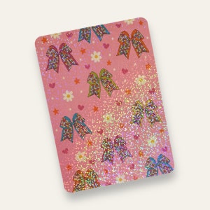 Kindle Case Insert | Holographic Case Insert for E-Readers | Pink Bows, Flowers | Bookish Gifts | Glitter Cardstock Decor