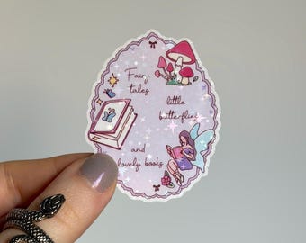 Fairy Reading Sticker | Holographic Bookish Fantasy Fairytale Sticker for Kindle
