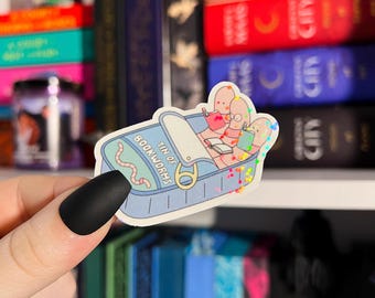 Bookworm Sticker | Holographic Vinyl Reading Sticker