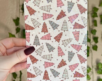 Christmas Kindle Case Insert | Holographic Case Insert for E-Readers | Christmas Trees | Holiday Bookish Gifts | Glitter Cardstock Decor