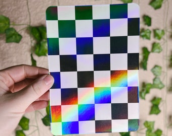 Kindle Case Insert | Holographic Case Insert for E-Readers | Black and White Checkers | Bookish Gift | Glitter Cardstock Decor | Custom Size
