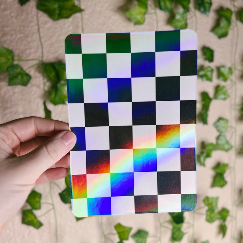 Kindle Case Insert | Holographic Case Insert for E-Readers | Black and White Checkers | Bookish Gift | Glitter Cardstock Decor | Custom Size bild 1