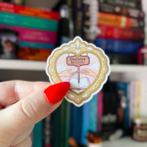 Enemies to Lovers Bookish Sticker | Romance Tropes Sticker | Heart Frame Reading Sticker | Book Lover Aesthetic | Holographic Kindle Sticker