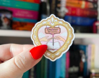 Enemies to Lovers Bookish Sticker | Romance Tropes Sticker | Heart Frame Reading Sticker | Book Lover Aesthetic | Holographic Kindle Sticker