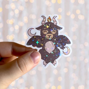 Baphomet Sticker | Cute Holographic Vinyl Sticker | Glitter Kindle Sticker