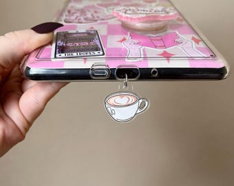 Heart Cappuccino Kindle Charm, Phone Charm, USB Charm, Mini Keychain | Bookish Merch | Bookish Gifts | Kindle Accessories | Cozy USB Plug