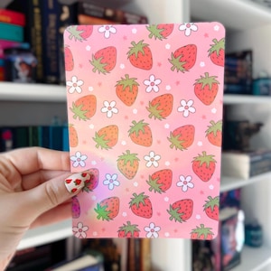 Kindle Case Insert | Strawberry Holographic Case Insert for eReaders | Kindle Insert | Bookish Gifts | Glitter Cardstock Decor | Kobo Insert