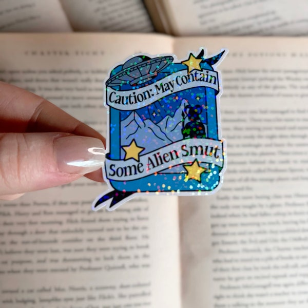 Reading Sticker | Holographic Alien Smut Kindle Sticker | E-Reader, Kindle Sticker | Vinyl Glitter Sticker | Bookish Gift