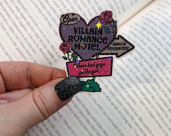 Reading Sticker | Holographic Villain Romance Sticker | Holographic E-Reader, Kindle Sticker | Vinyl Glitter Sticker | Bookish Gift