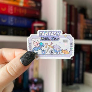 Fantasy Book Club Sticker | Magical Bookish Vinyl Sticker with Dragon, Sword and Crown | Cozy Romantasy Reader Gift | Holographic Sticker