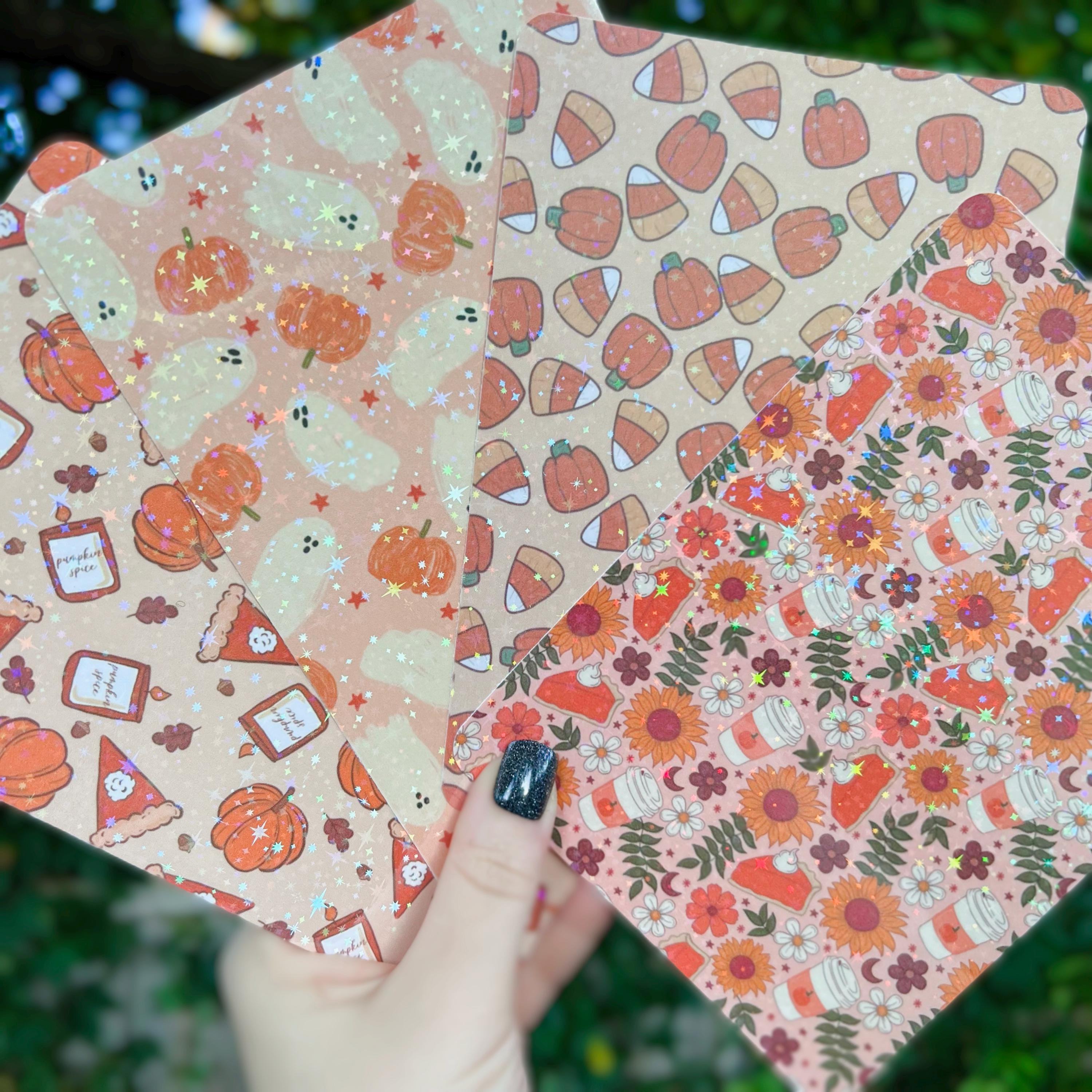 Kindle Case Insert | Holographic Case Insert for E-Readers | Pumpkin Halloween Kindle Insert | Bookish Gifts | Glitter Cardstock Decor