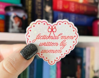 Fictional Men Written by Women Sticker | Holographic Kindle Sticker | Kindle Sticker | Vinyl Glitter Sticker | Heart Bookish Sticker