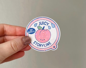 Book Sticker | Holographic Juicy Peach Sticker | Kindle Sticker | Vinyl Glitter Sticker | Bookish Sticker | Reading Lover