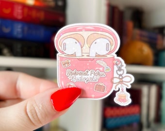 Historical Fiction Audiogirlie Sticker | Earbud Bookish Sticker | Book Lover Gift | Audiobook Girlie Aesthetic | Holographic Vinyl Sticker