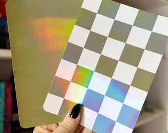Olive Kindle Insert | Holographic Solid or Checkerboard | Custom E-Reader Decor | Bookish Accessory for Clear Kindle Cases or Kobo