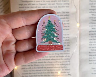 Christmas Sticker | Glitter Christmas Tree Snow Globe Sticker | Kindle Sticker | Vinyl Glitter Sticker | Stocking Stuffer, Gift